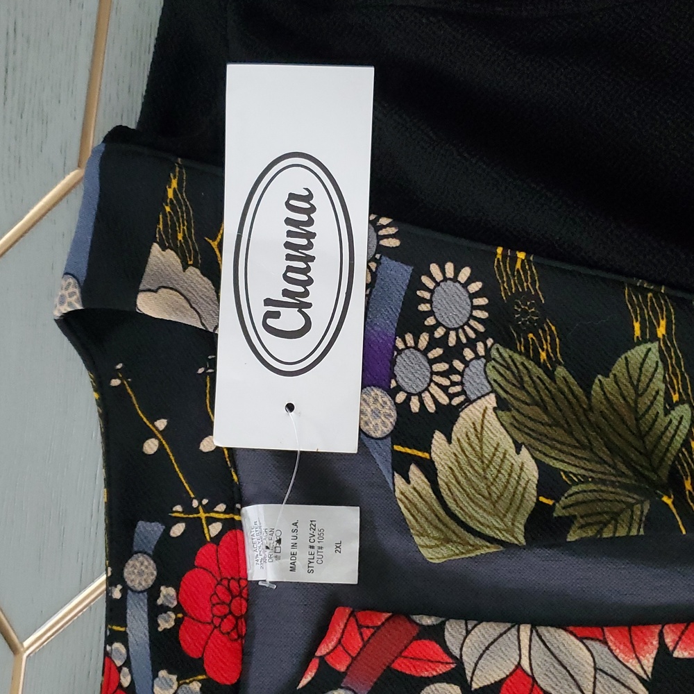 NWT Channa Floral Trim Black Kimono Cardigan. Size 2XL. - Picture 8 of 15